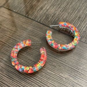 Golden Stella Resin Acrylic Hoops, Glitter Hoops